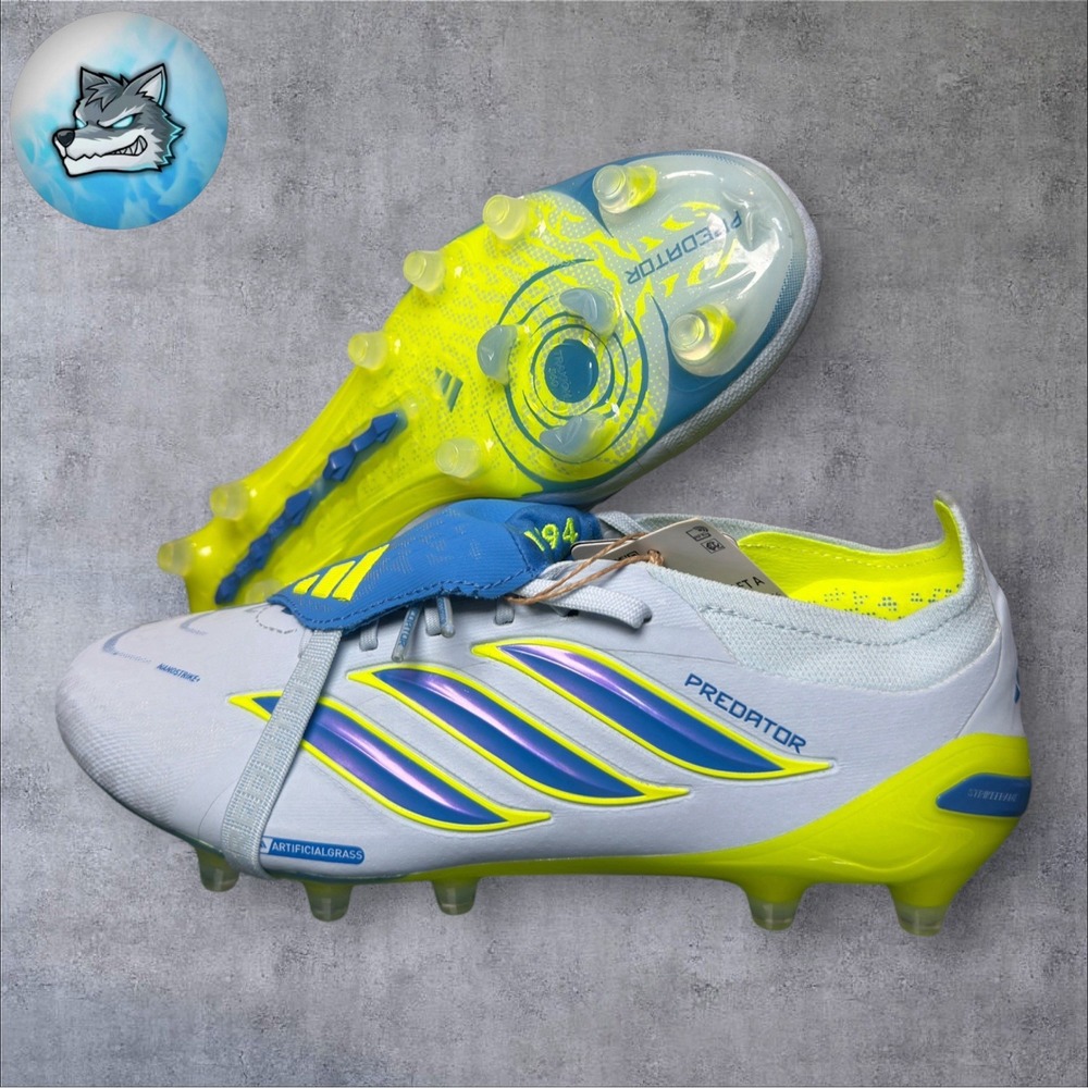 adidas Predator Elite FT AG Soccer Cleats Blue Ice Cold Yellow Men's 6.5 JR5900